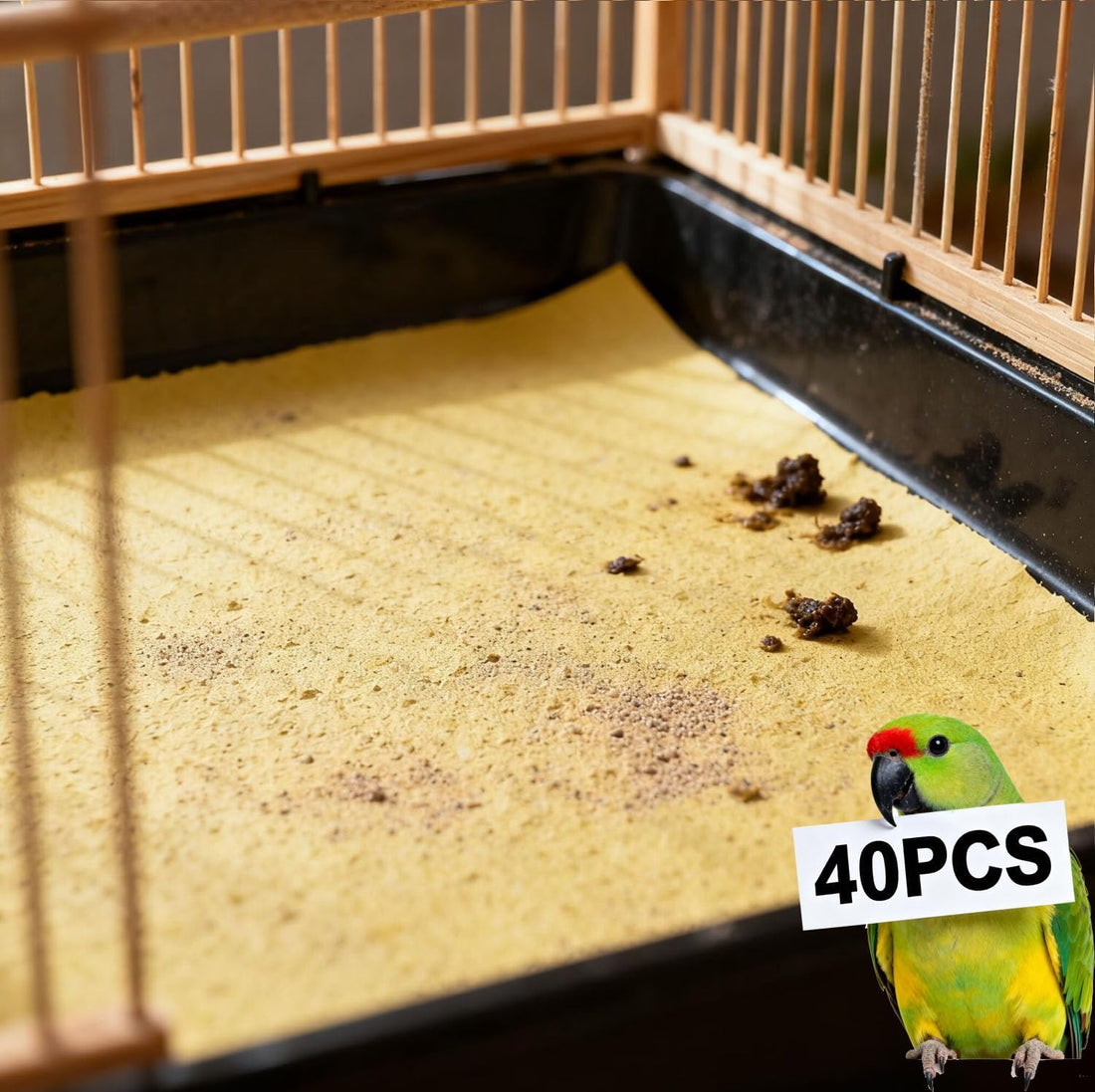 CuaxTume 40 Pieces Bird Gravel Liner Paper for Bird Cage 17” x 11”