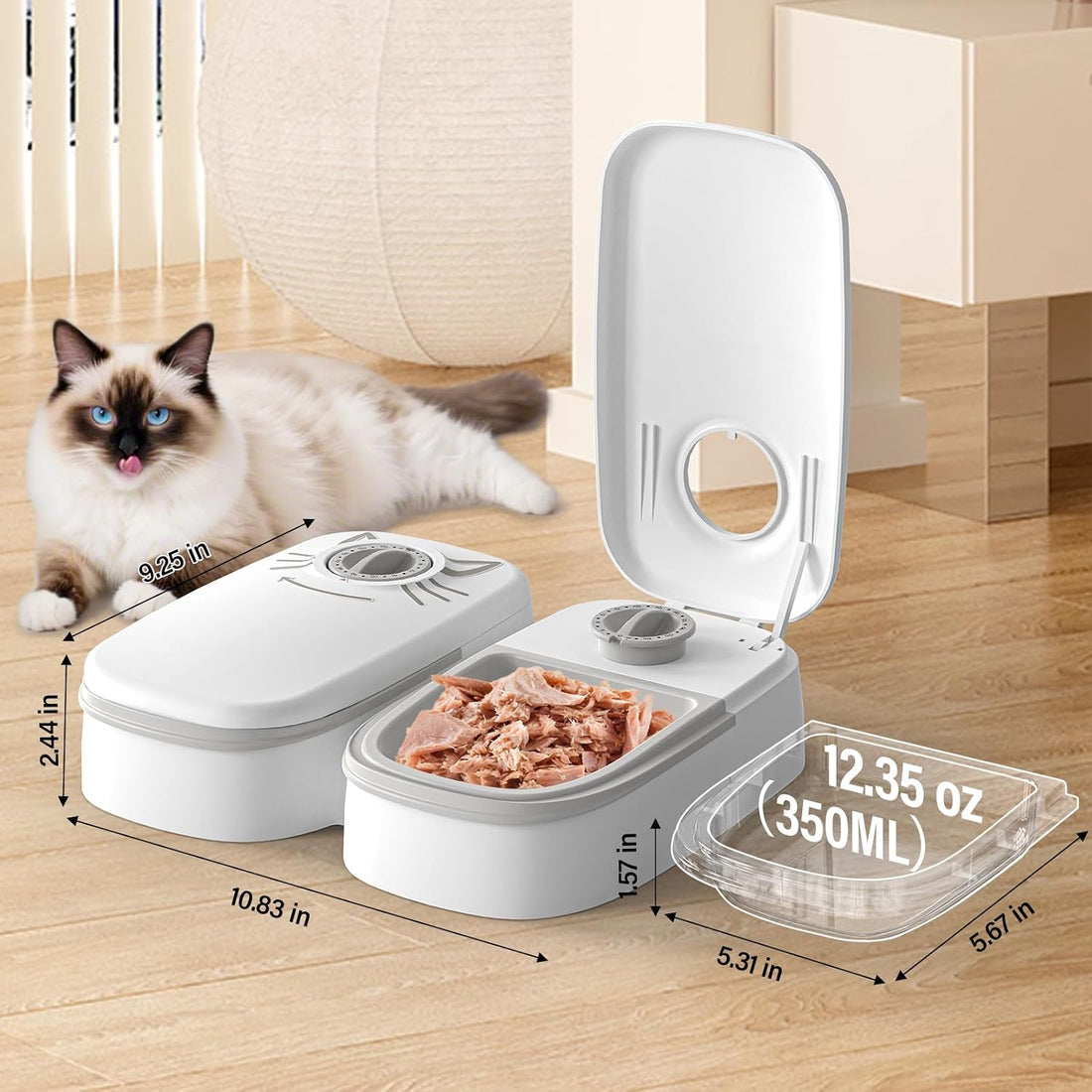 2-Meal Wet Food with Ice Packs Battery Powered Timed Cat Feeder
