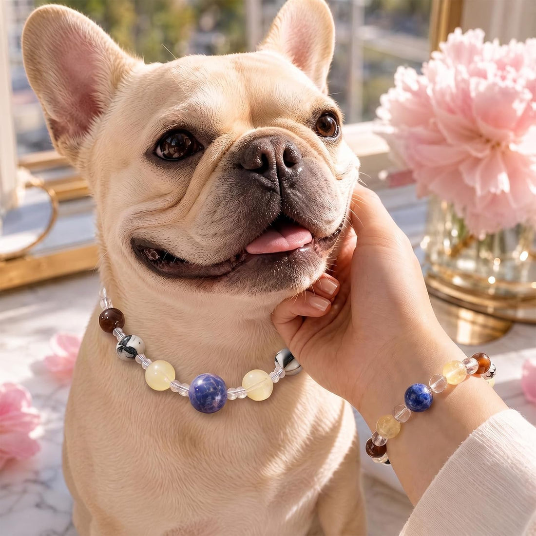 Handmade Dog Collar and Matching Owner Friendship Bracelet Set