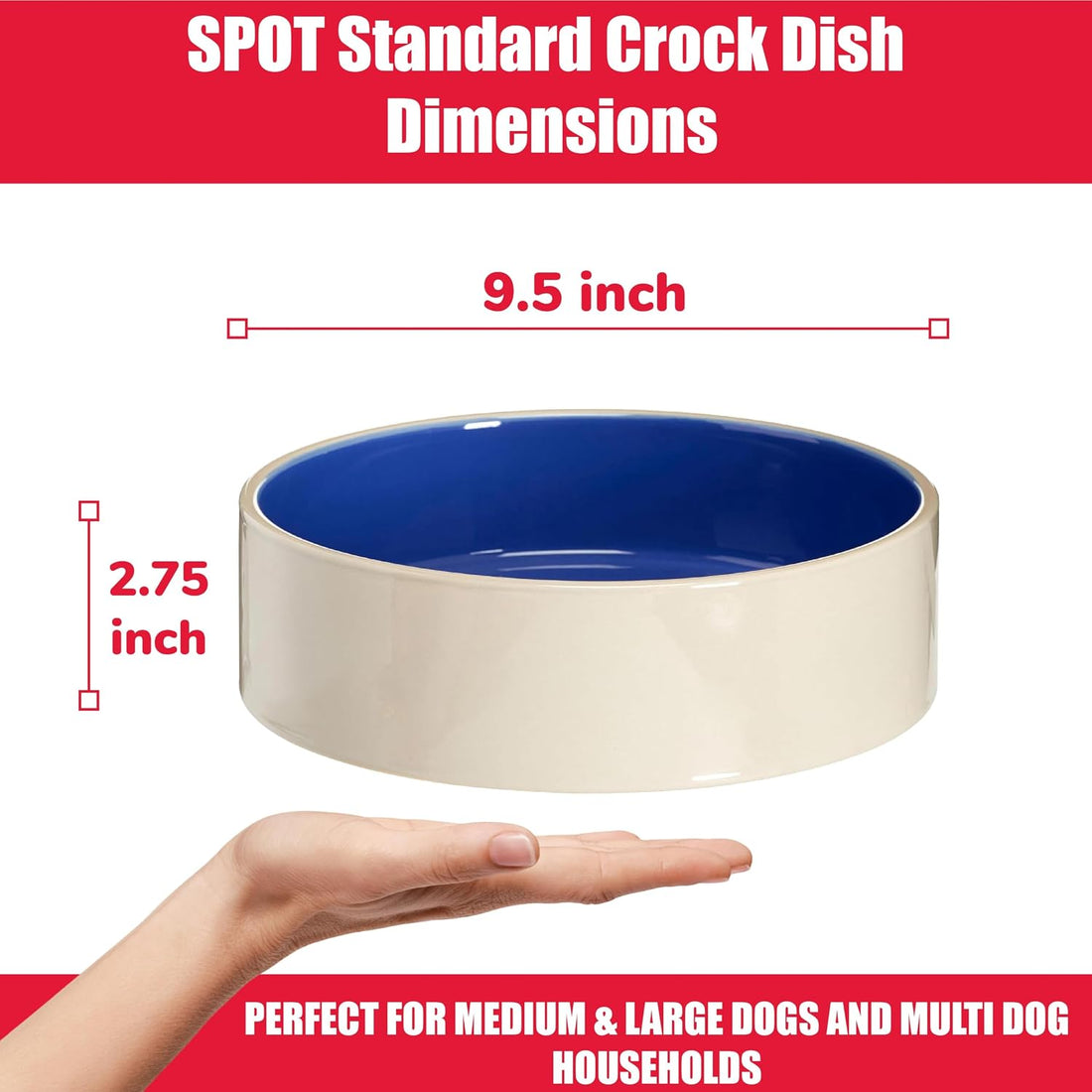 SPOT Standard Crock Dish - Heavy Duty, Non-Slip
