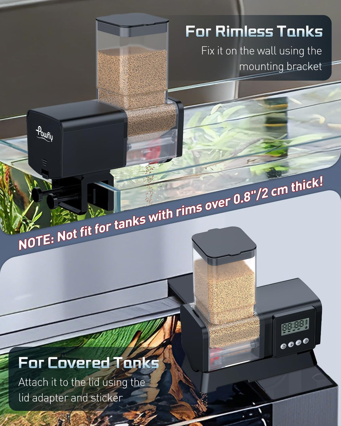 Pawfly Aquarium Automatic Fish Feeder 200/450 mL Auto Fish Food