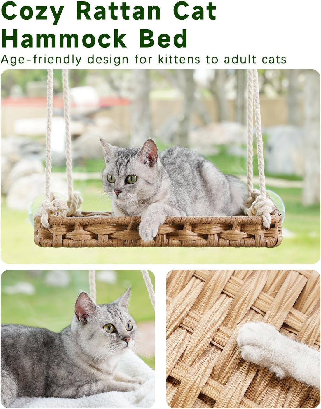 SETVSON Cat Window Perch Cat Window Hammock Bed for Indoor Cats