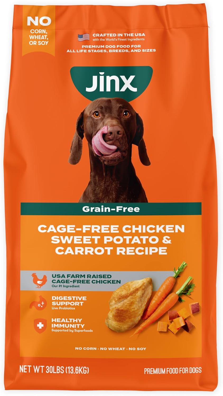 Jinx Grain Free Dry Dog Food - Real Salmon, Sweet Potato & Carrot, 4lb