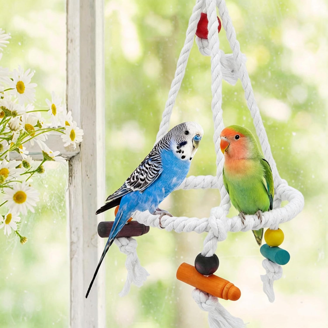 Hypeety Bird Swing Multi Birds Cotton Rope Round Hanging Hammock