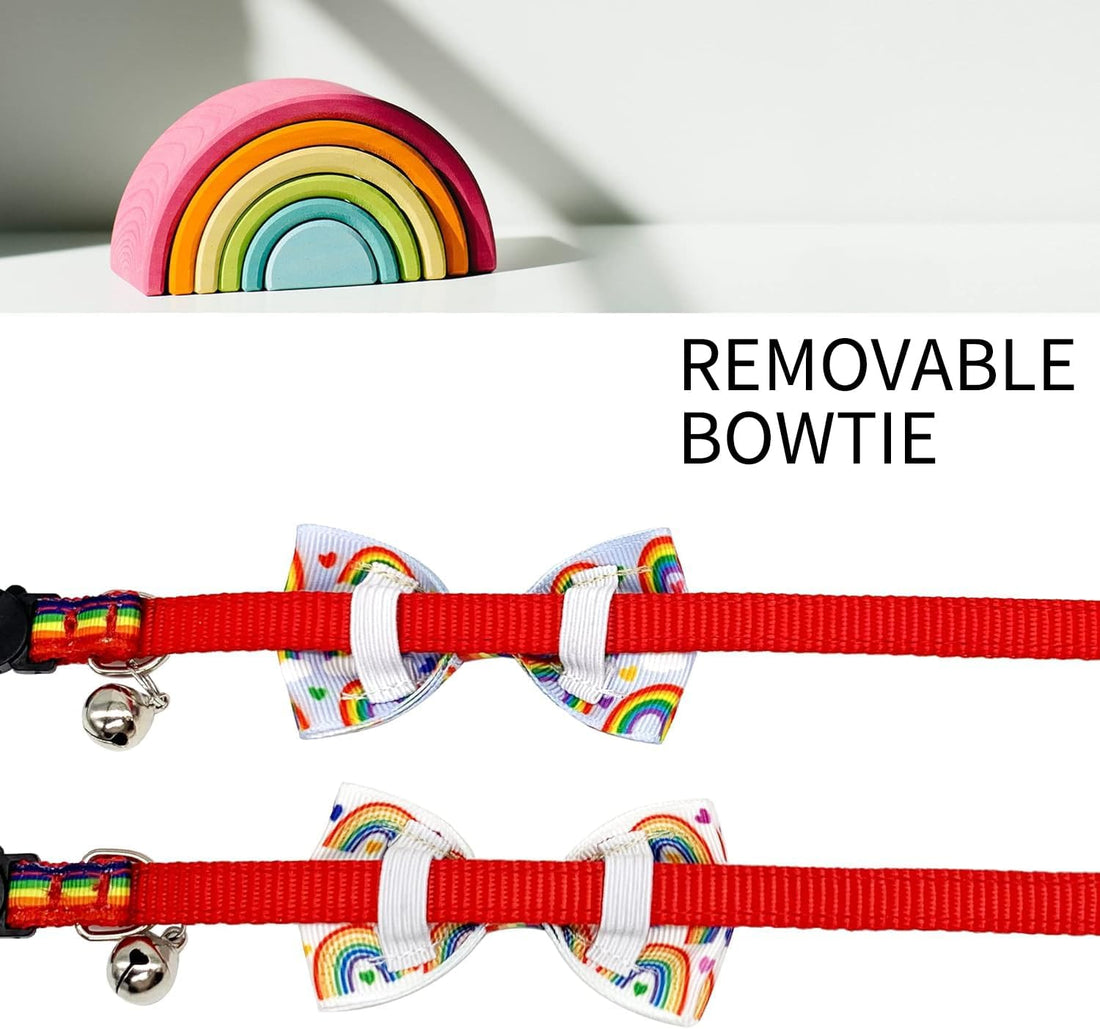 Casidoxi 2 Pcs Rainbow Cat Collar Breakaway with Bell