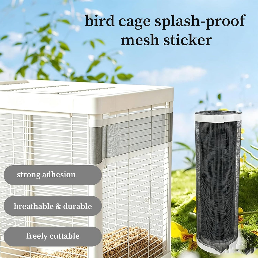 Bird Cage Seed Catcher, Breathable Cuttable Bird Cage Net Mesh