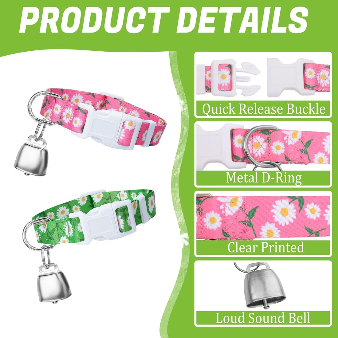 10 Pack Floral Goat Collars Adjustable Grazing Collar with Copper