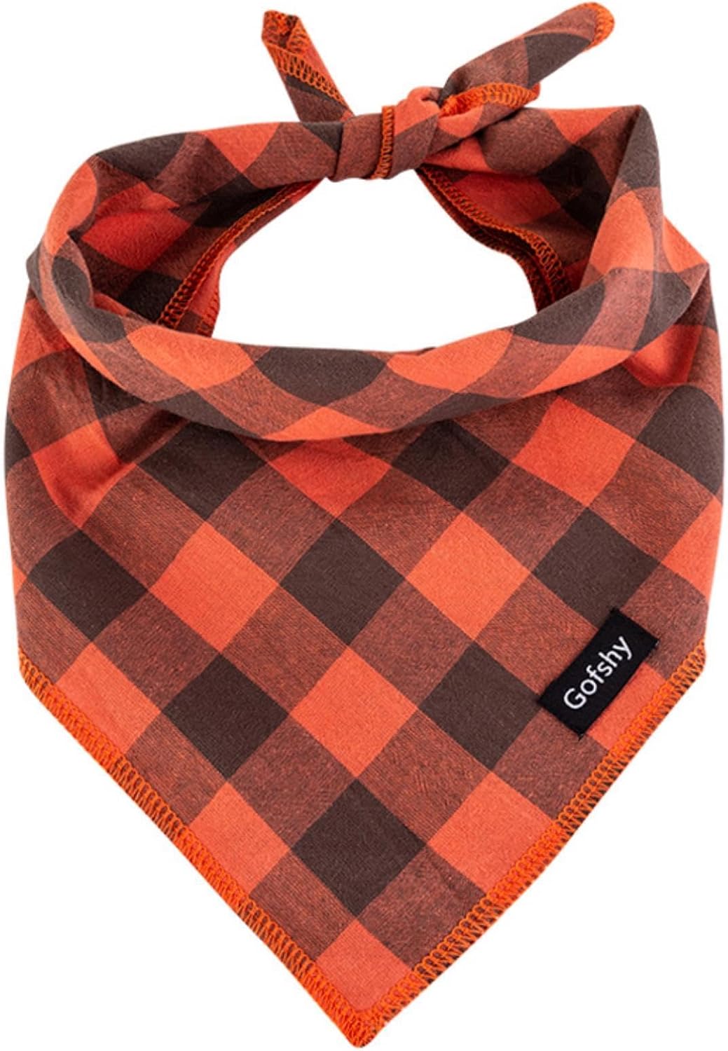 Christmas Dog Bandana Large Cotton, Red Black Buffalo Plaid Scarf