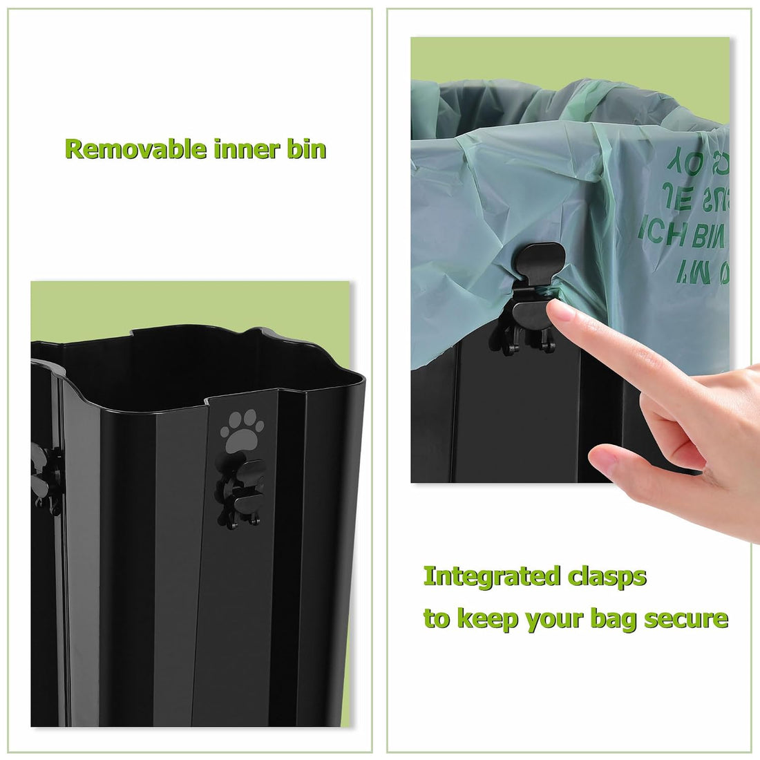 Dog Poop Trash Can, All-Black, 5-Liter