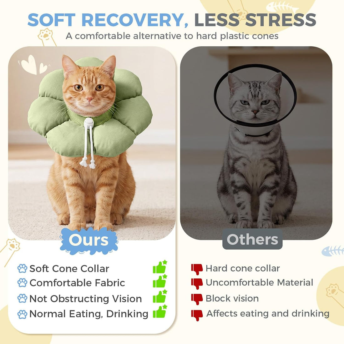 Avont Soft Cat Cone M Sagegreen Post-Surgery Anti-Lick Adjustable