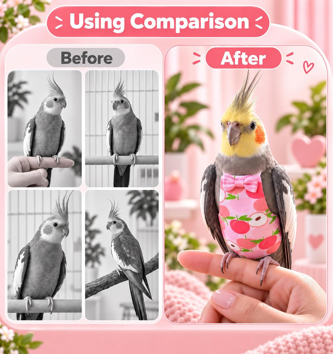 6 Pcs Bird Diaper, Parrot Diaper Flight Suit Soft Cute for Small Birds