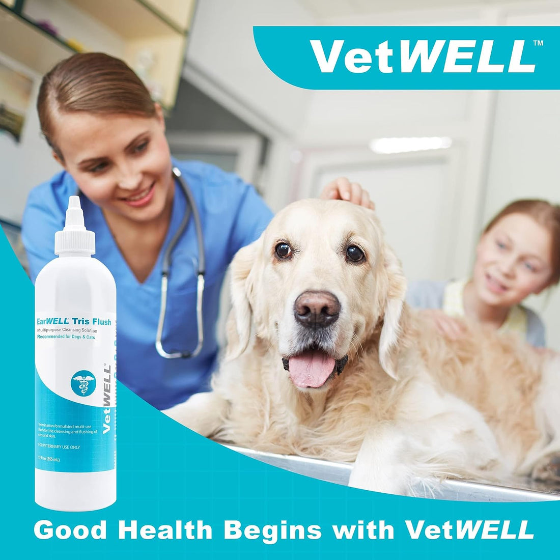 VetWELL Dog Ear Cleaner Solution & Infection Treatment for Dogs & Cats