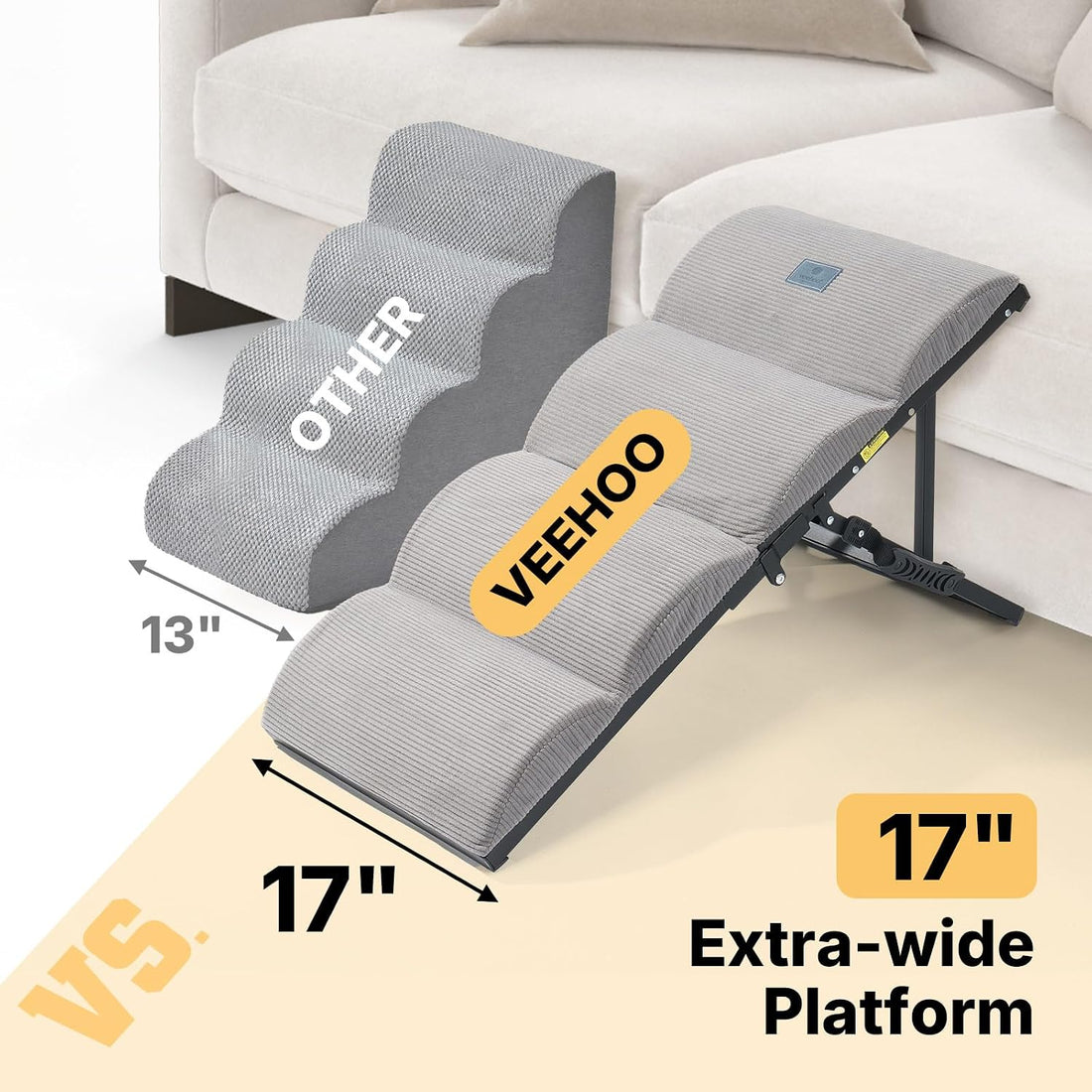 Veehoo Foldable Dog Ramp for Bed Couch Large Dogs