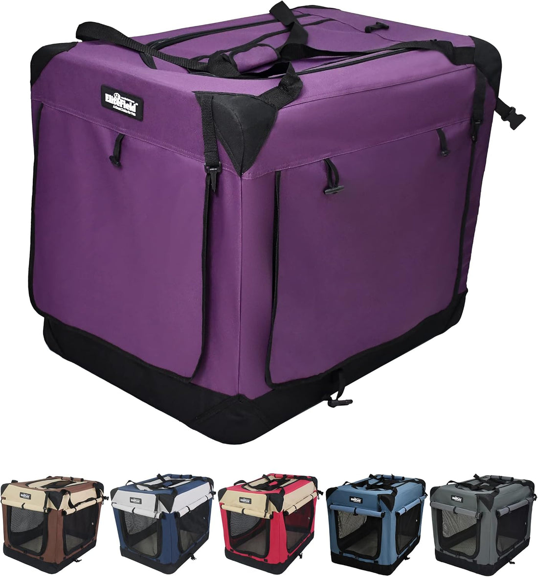 EliteField 4-Door Folding Soft Dog Crate with Curtains