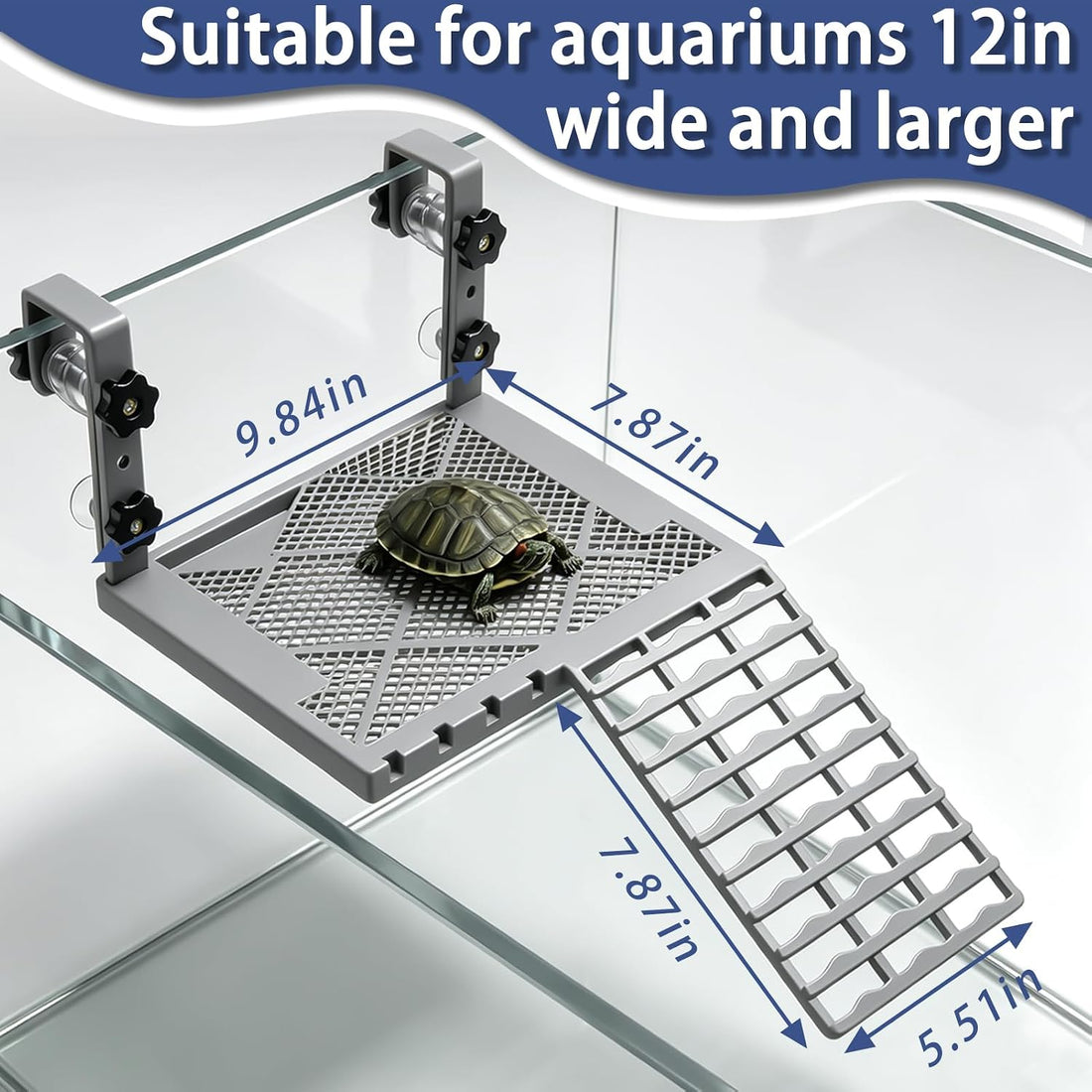 Hanging Turtle Basking Platform with Food Tray and Ramp