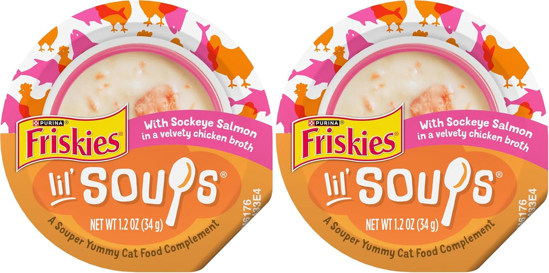 Friskies Purina Grain Free Lickable Cat Food Toppers Lil’ Soups