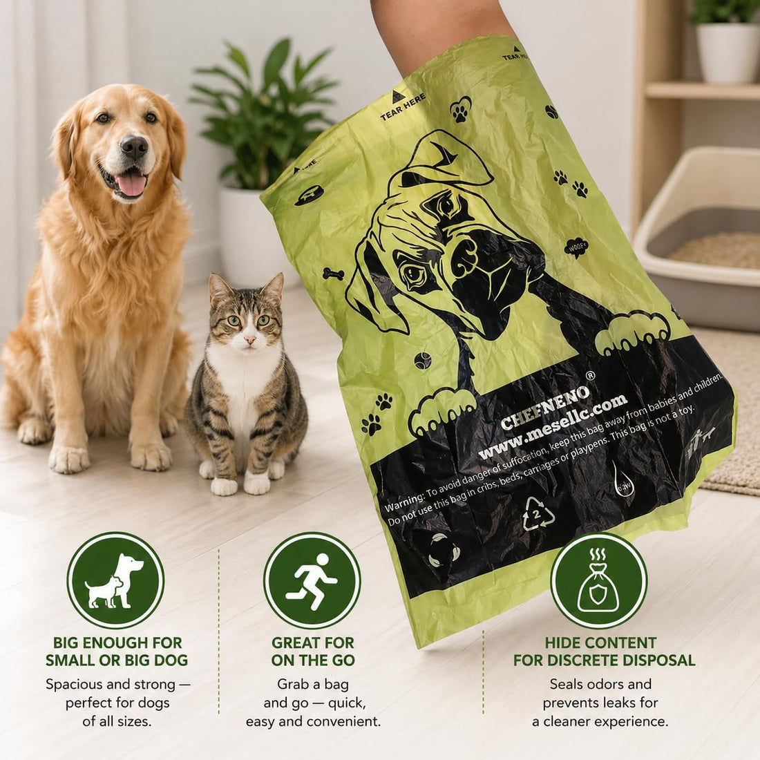 Doggy Poop Bags Biodegradable with Dispenser Eco-friendly Dog Waste