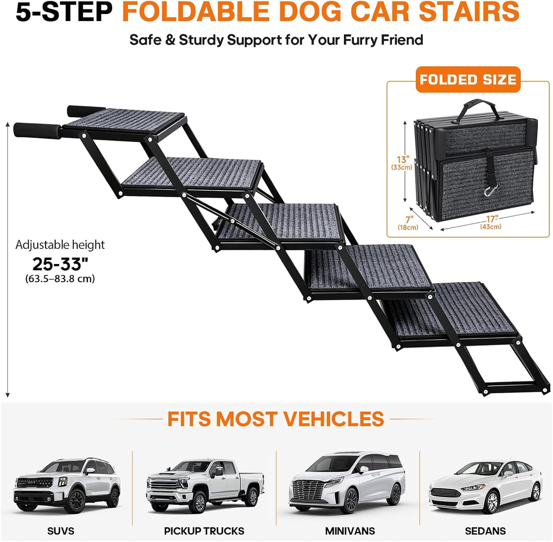 Foldable Dog Steps for Car SUV Truck, Dog Car Stairs for Large Dogs