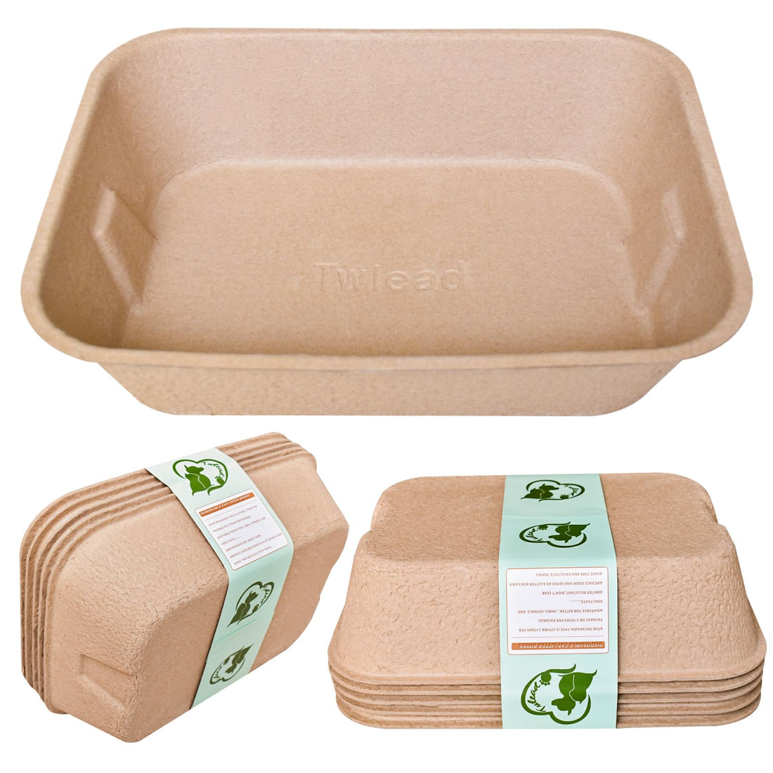 Twlead Disposable Cat Litter Box Eco Friendly 100% Recycled Paper Cat