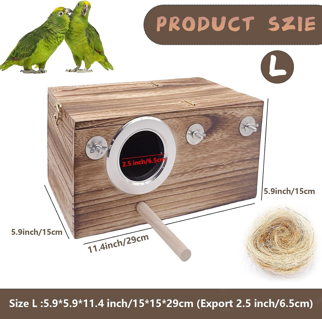 kathson Parakeet Nesting Box,Wooden Cockatiel Breeding Mating