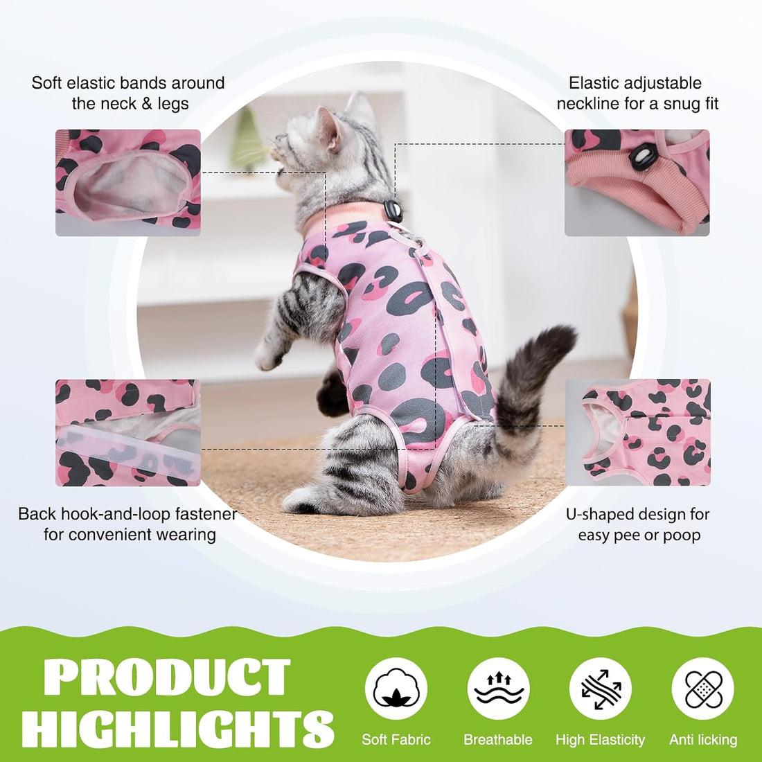 Cat Surgery Recovery Suit, Kitten Onesie for Spay Abdominal Wound