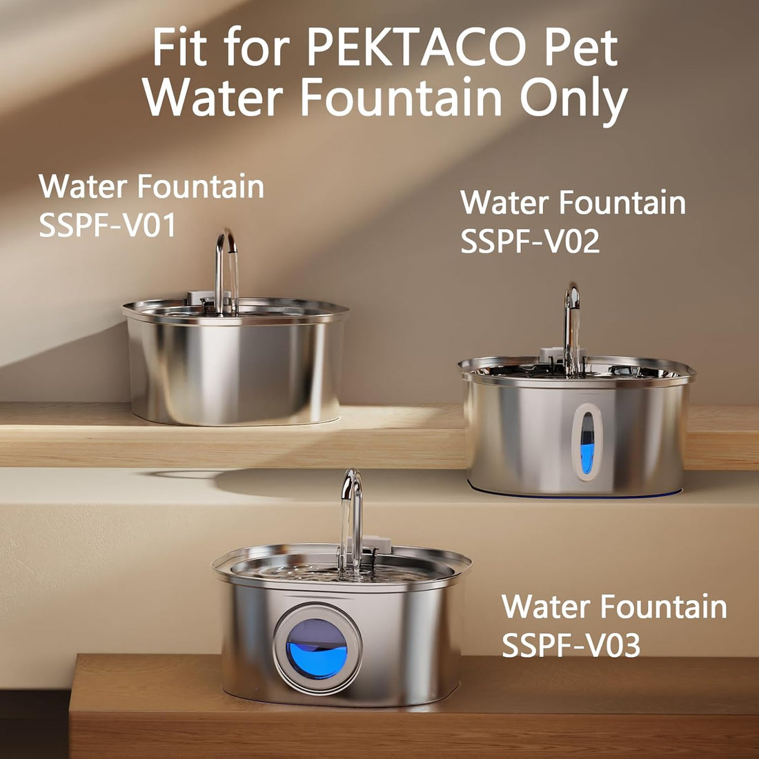 PEKTACO Cat Water Fountain Filters Replacement & Pre-Filter Sponges