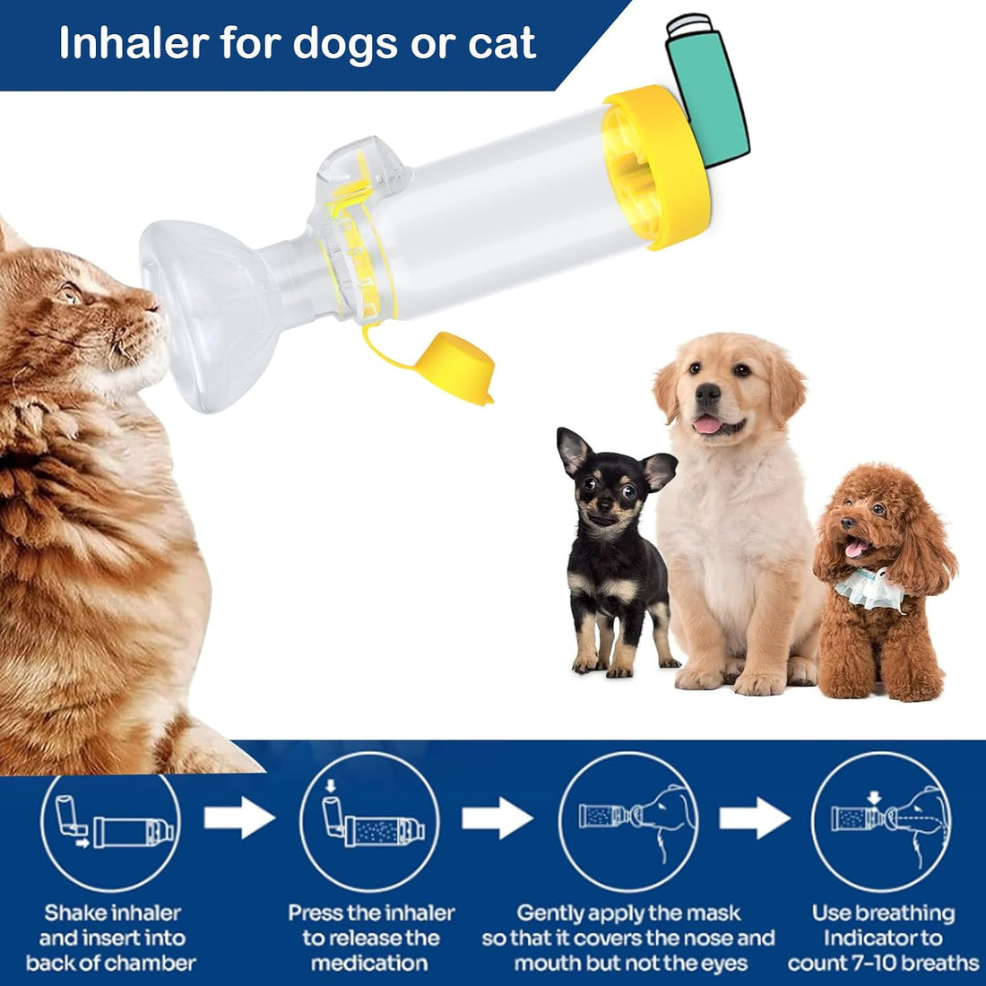 free-space Chamber for Pets Inhaler Spacer for Cat or Dog Handheld