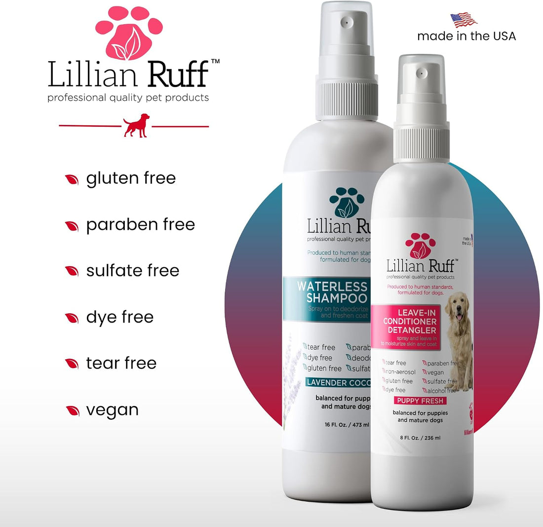 Lillian Ruff Waterless No-Rinse Dog Dry Shampoo Spray & Leave-in Dog
