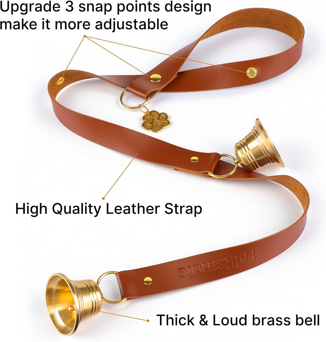 FOLKSMATE Leather Dog Door Bells for Potty Training