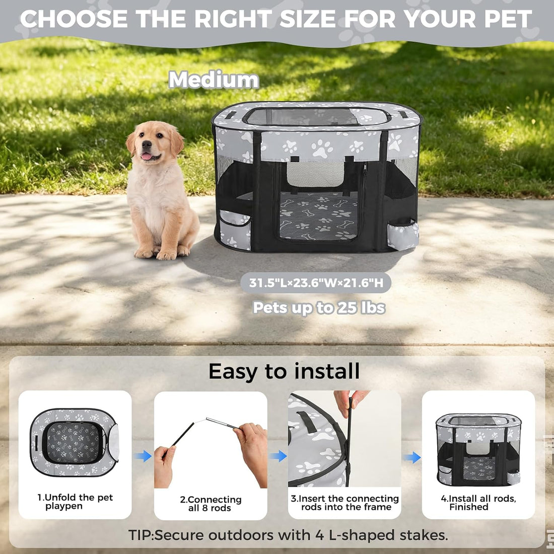 Homimp Portable Pet Playpen for Indoor Cats & Puppies