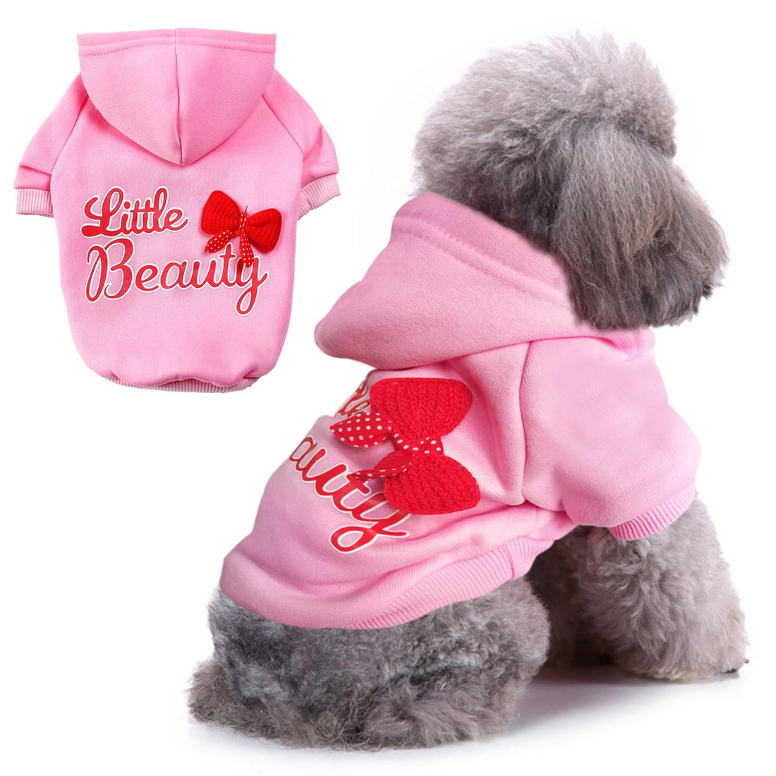 Jecikelon Print Dog Hoodies for Small Dogs with Bow