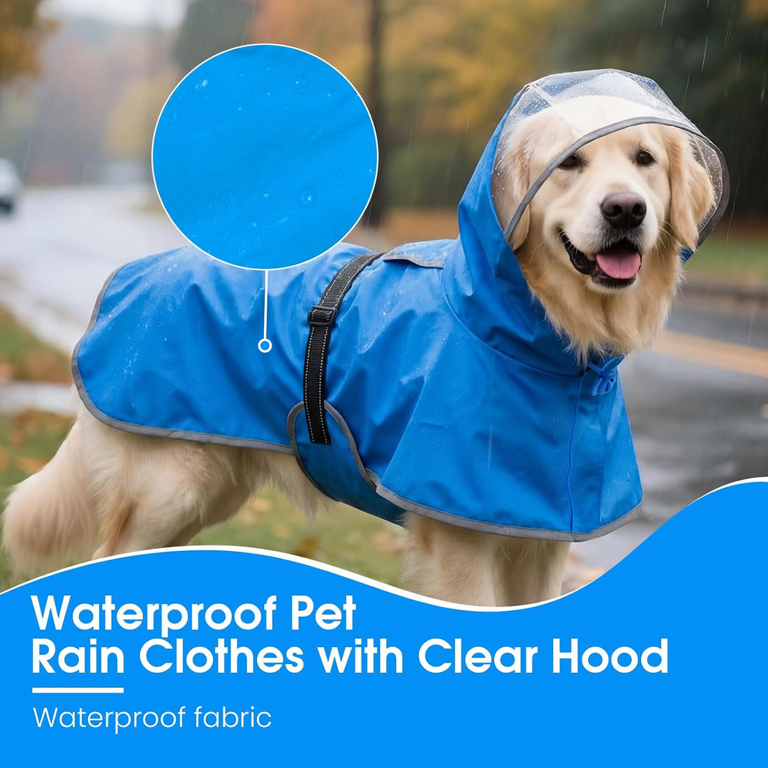 BRKURLEG Dog Raincoat, Waterproof Rain Jacket with Clear Hood