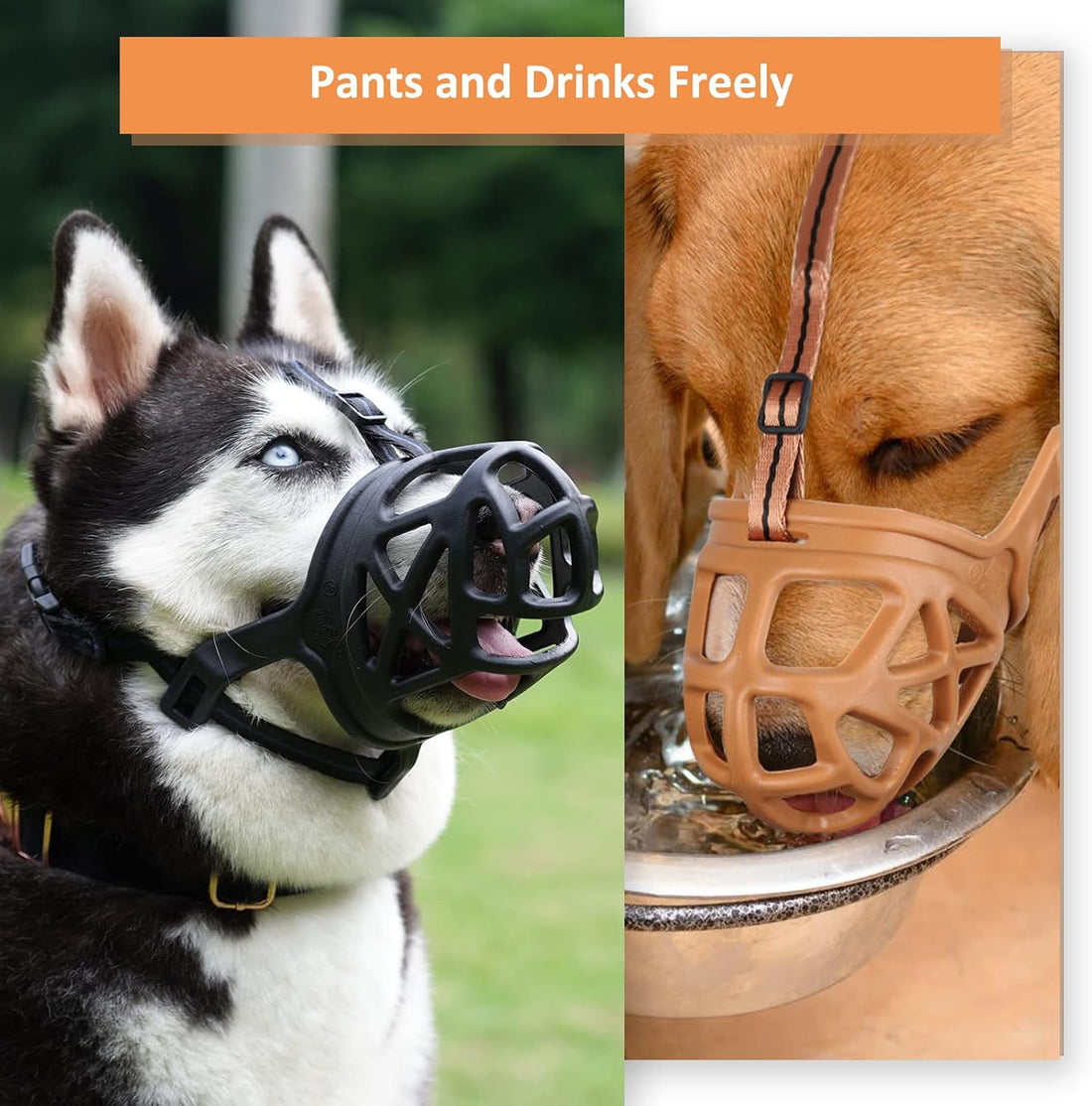 BARKLESS Dog Muzzle, Humane Basket Muzzle for Large Dogs Biting