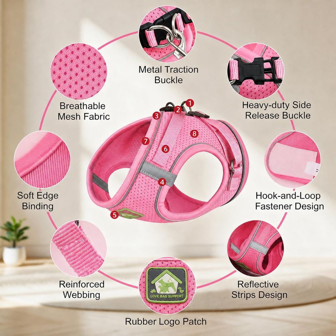Escape Proof Adjustable Cat Harness and Leash Walking Vest