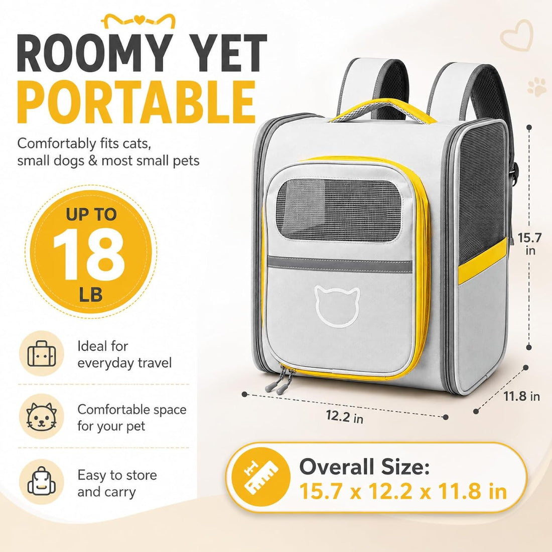 Vivicreate Cat Backpack Carrier for Dogs and Cats Kittens Rabbits