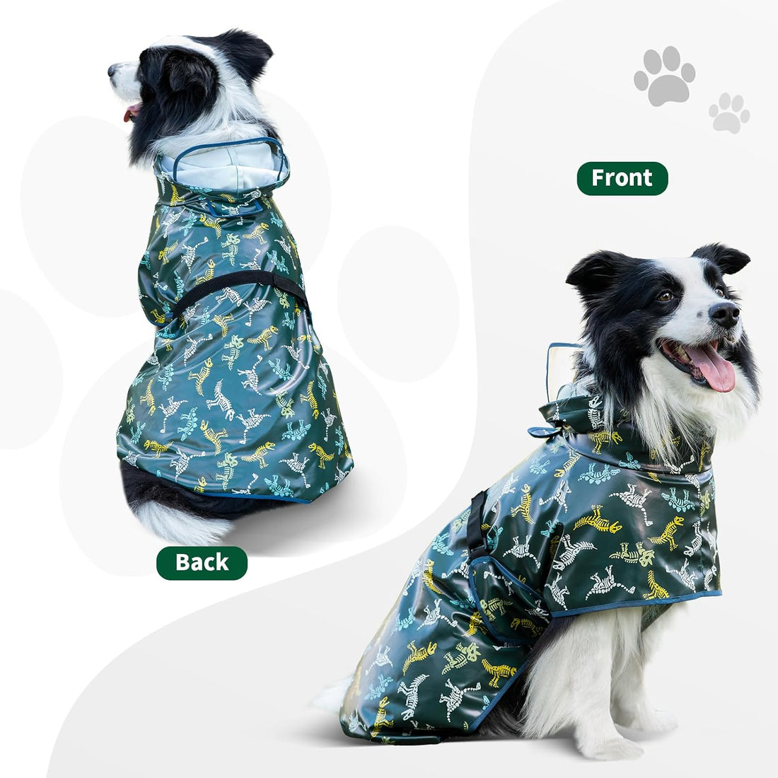 ExploreU Dog Raincoat, Waterproof Windproof Dog Rain Jacket with Hood