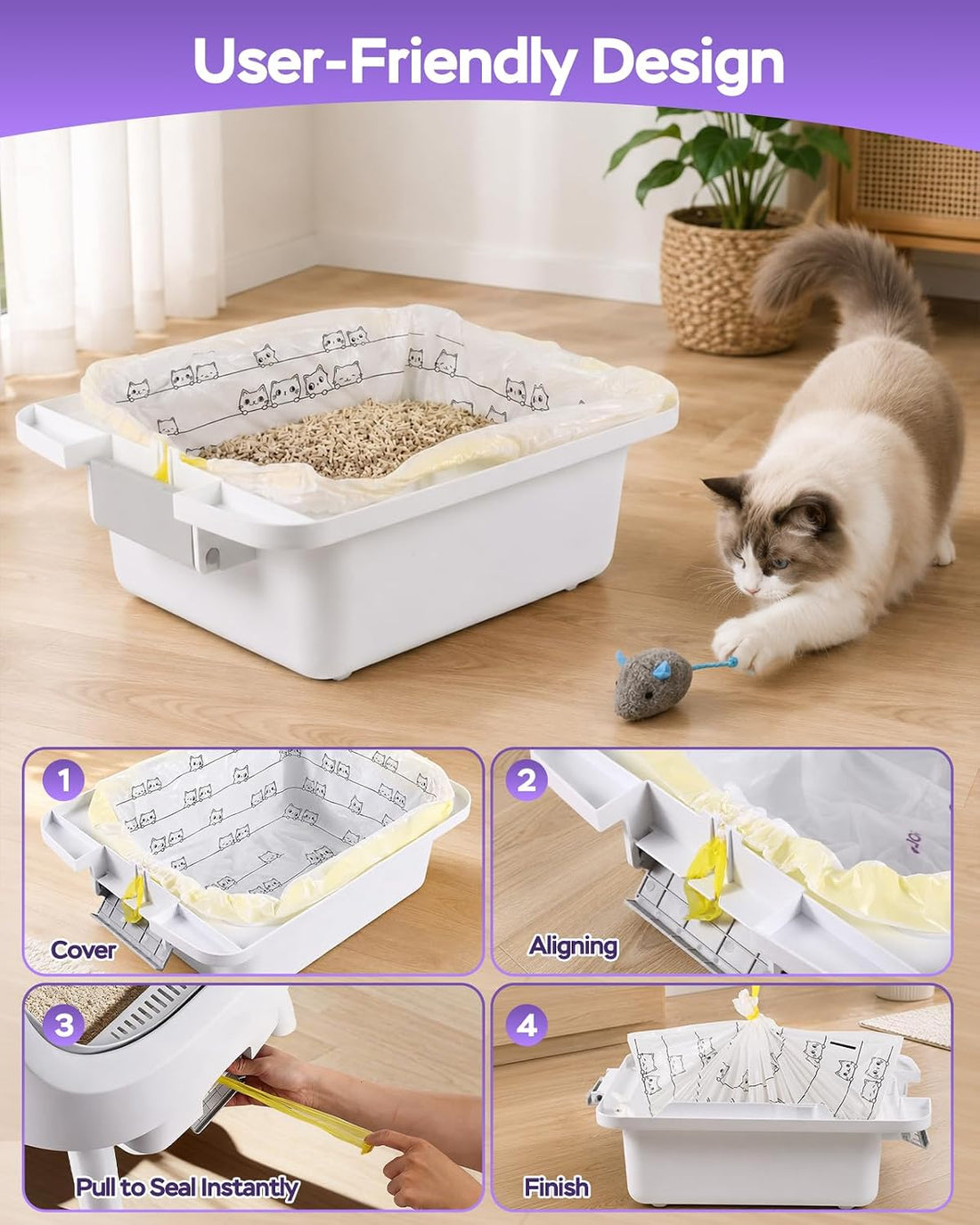 Cat Litter Bags for Pet Pivot Autoscooper 11/12 Box, 60 Count