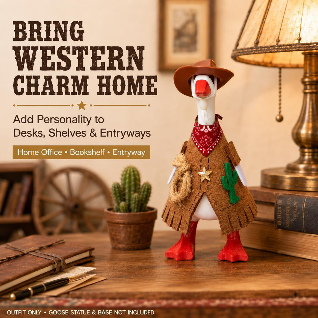 7 Inch Desk Goose Cowboy Outfit