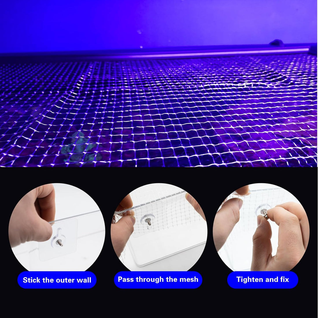 3.28 x 6.56 ft Clear Mesh Netting with 8 Traceless Screws