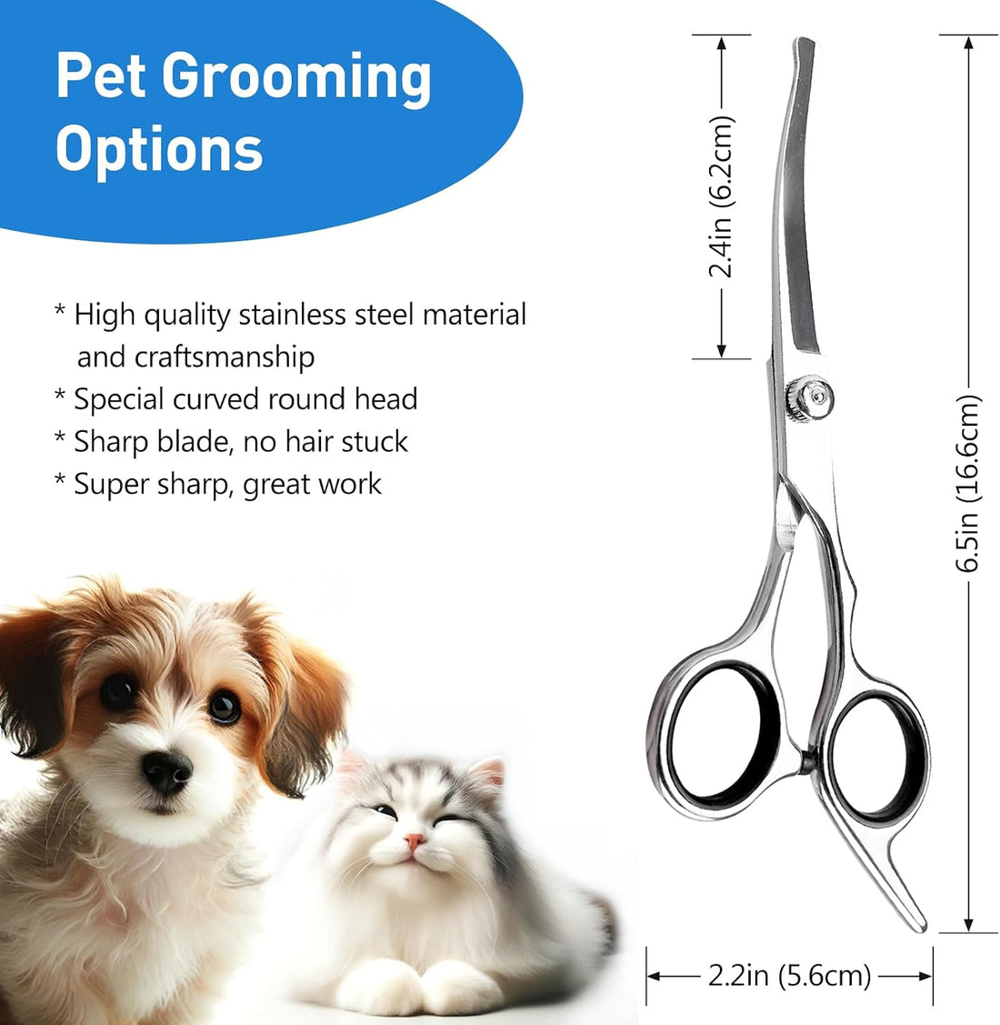 Professional Curved Dog Grooming Scissors with Rounded Tips