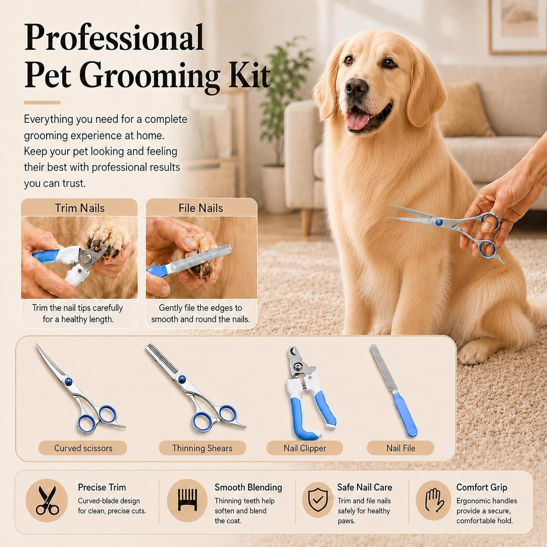 Dog Grooming Vacuum, Pet Grooming Kit with Vacuum, Hair Clipper