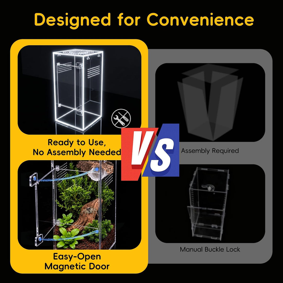 3''x3'‘x6'' Jumping Spider Enclosure Kit,Pre-Assembled PC Terrarium