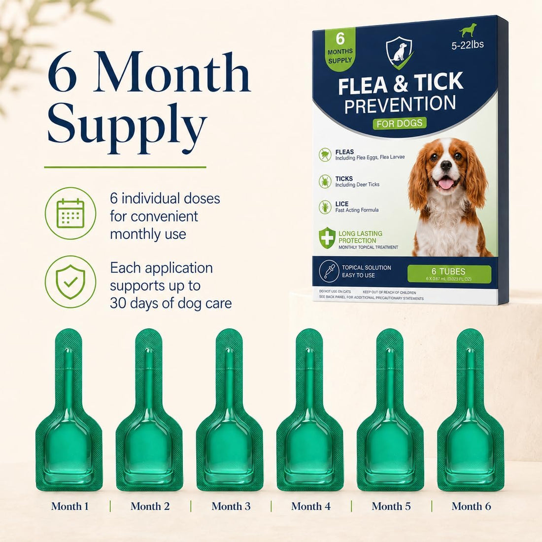 Dog Flea & Tick, Waterproof Topical Preventative for Small Dogs