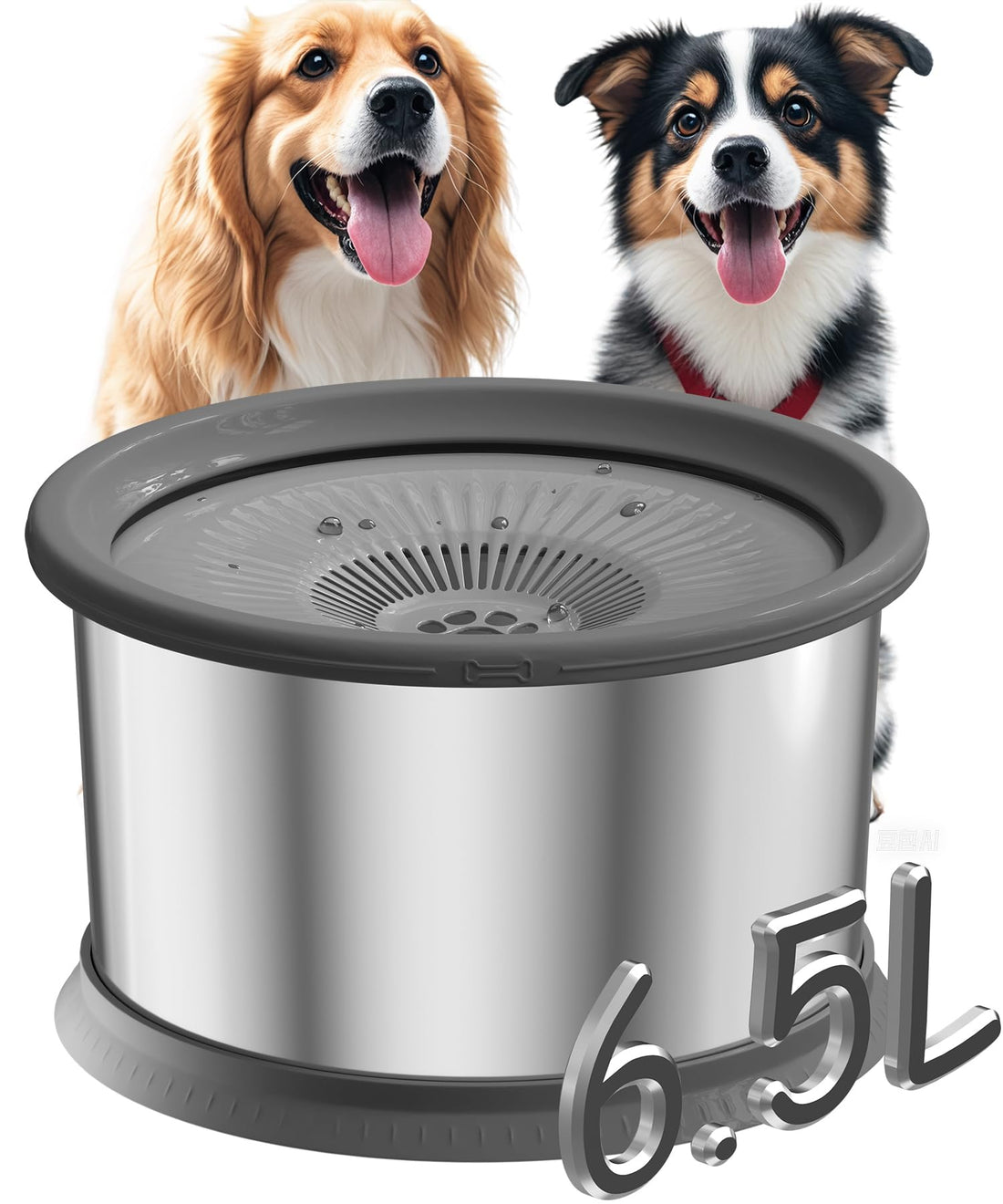 6.5L Dog Water Bowl No Spill 1.6 Gallon Stainless Steel Water Bowl