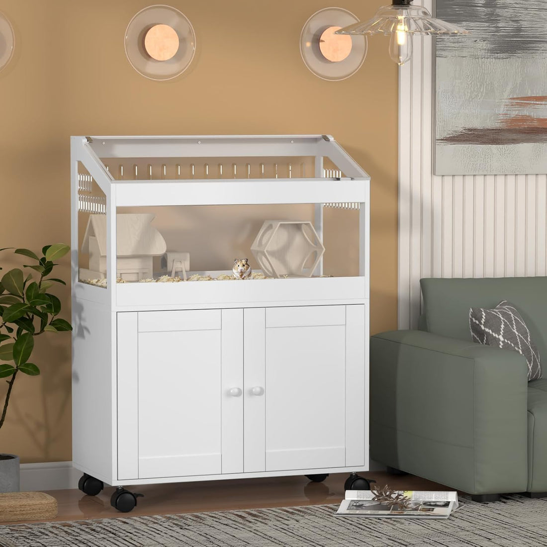 Hamster Cage with Storage Cabinet – Acrylic Panels for 360° Viewing