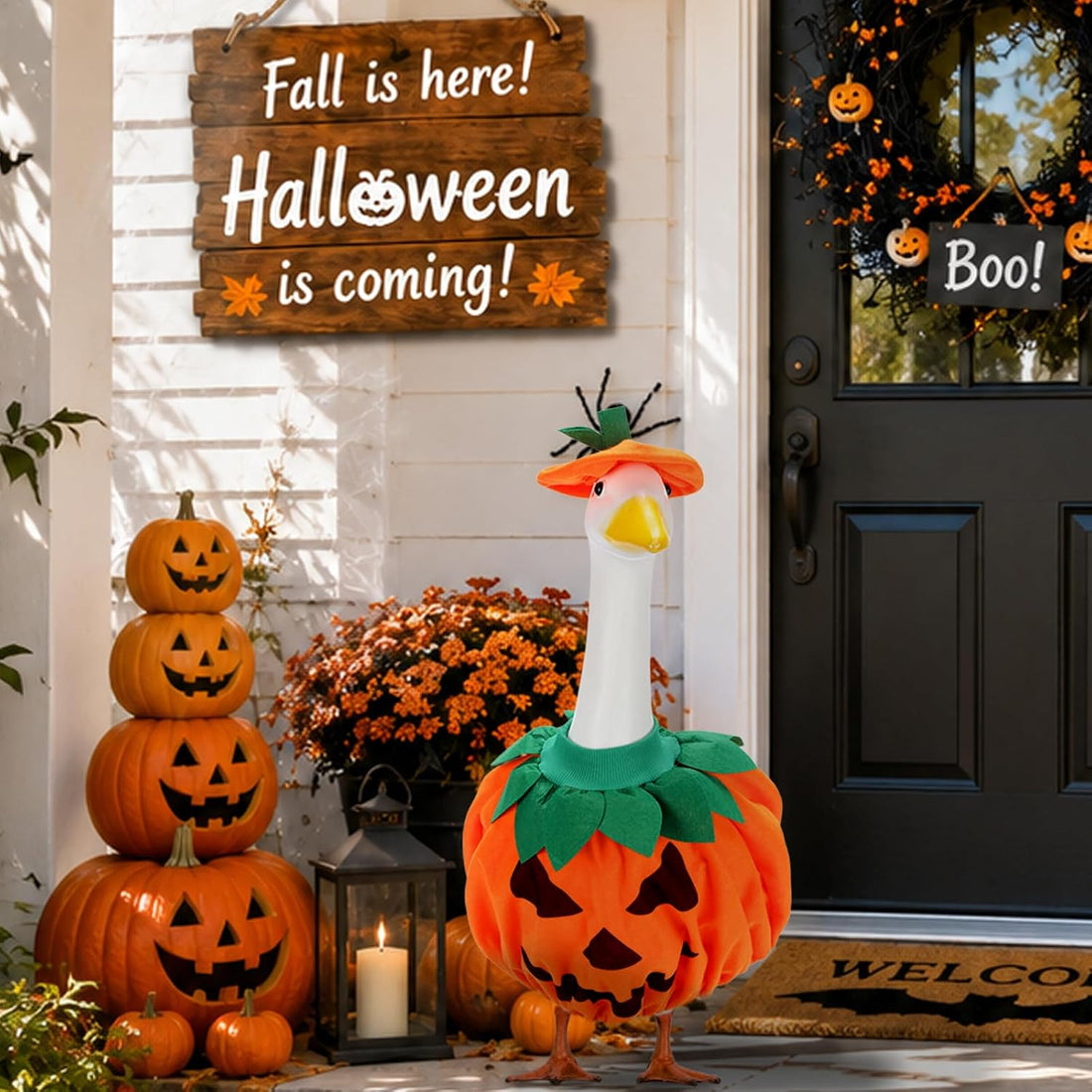 Halloween Porch Goose Outfit Pumpkin for 23 Inch Plastic & Cement