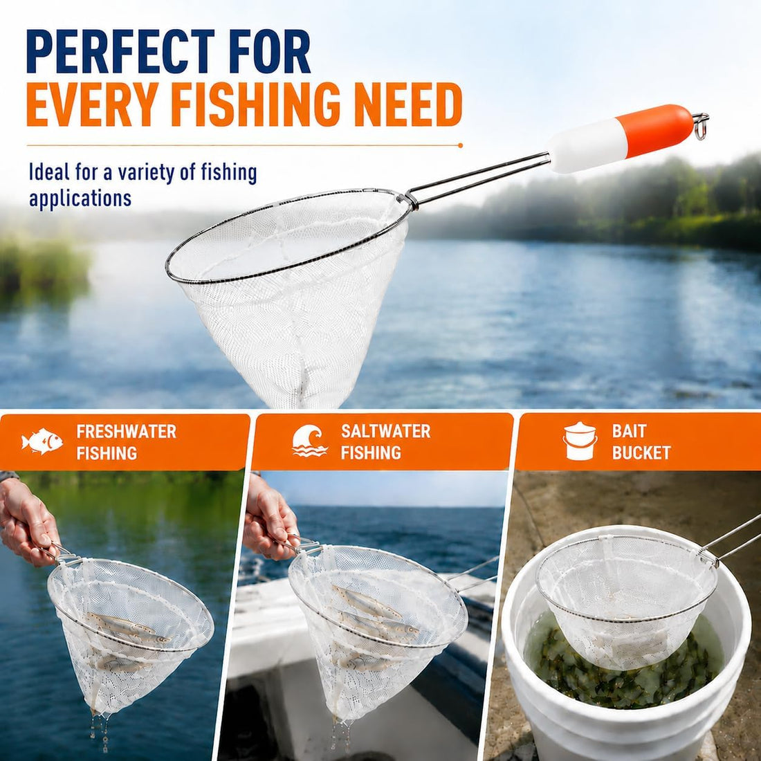 BasicGear Minnow Dip Net, 12 in, Micro Mesh for Bait Bucket