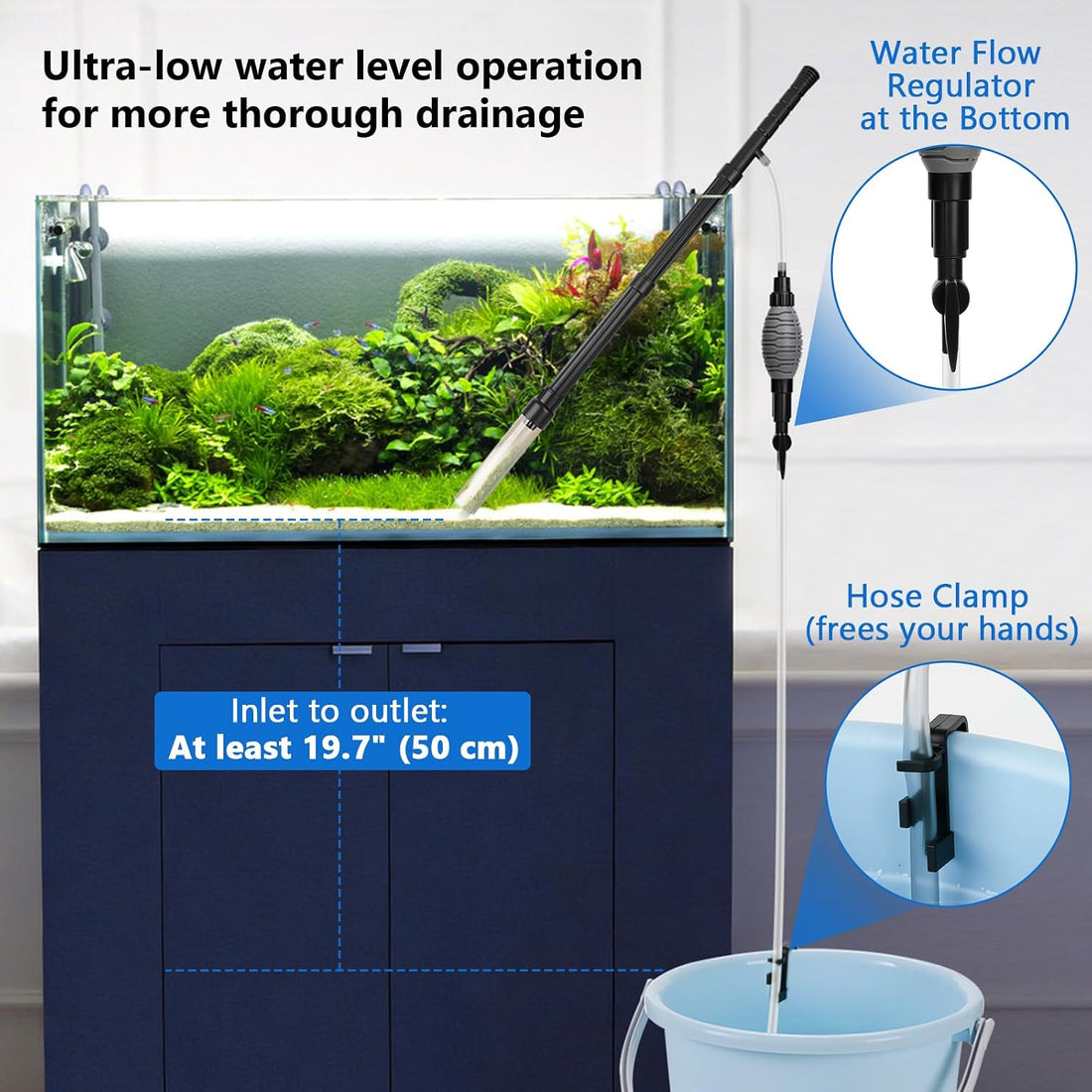 AQQA Gravel Vacuum for Aquarium Siphon