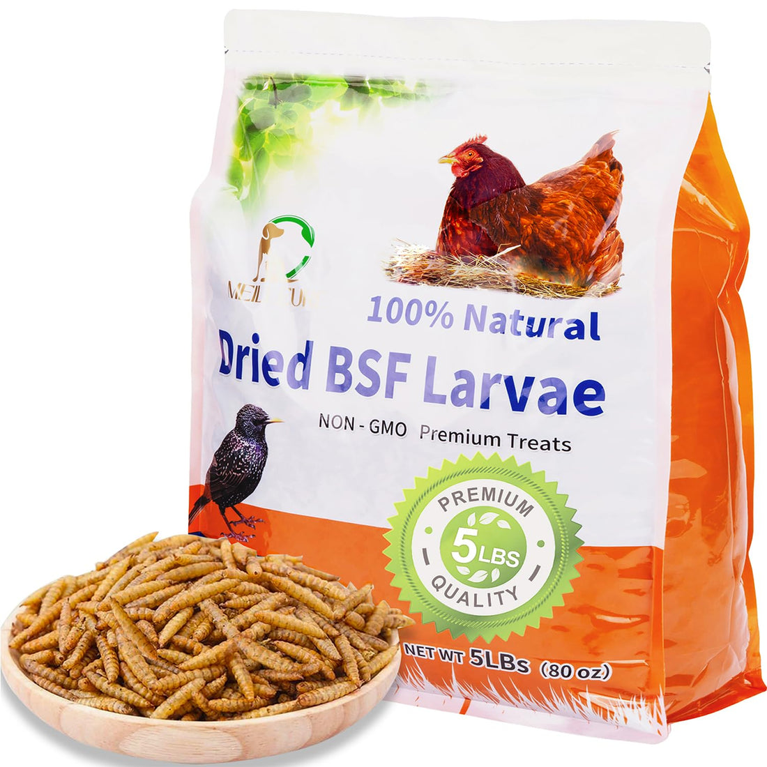 MEILLEURE 5lbs Dried Black Soldier Fly Larvae for Chickens