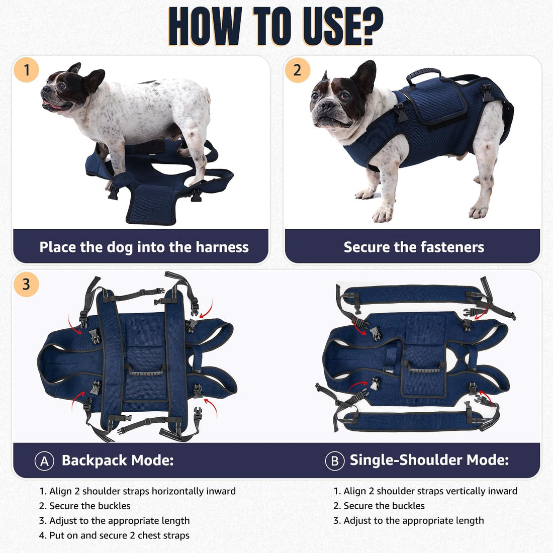 Nasjac Dog Lift Harness Carrier Backpack for Medium Large Dogs